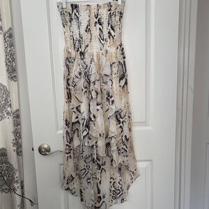 bebe Strapless Snake Print Dress - Black and Cream